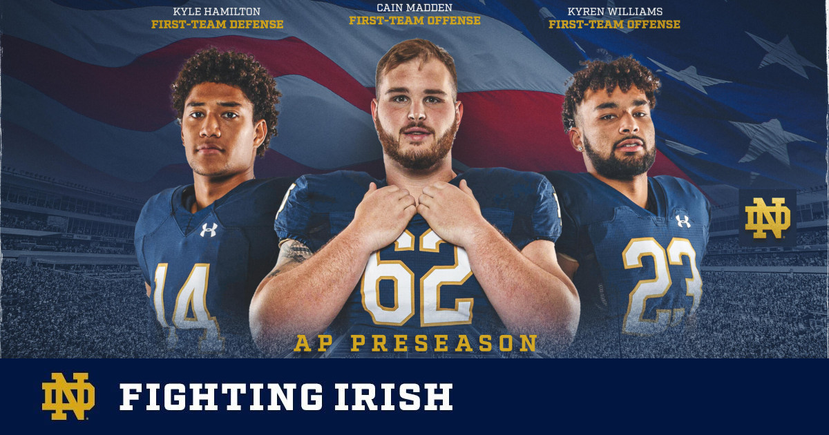 Notre Dame Football's Kyle Hamilton, Cain Madden Earn Preseason