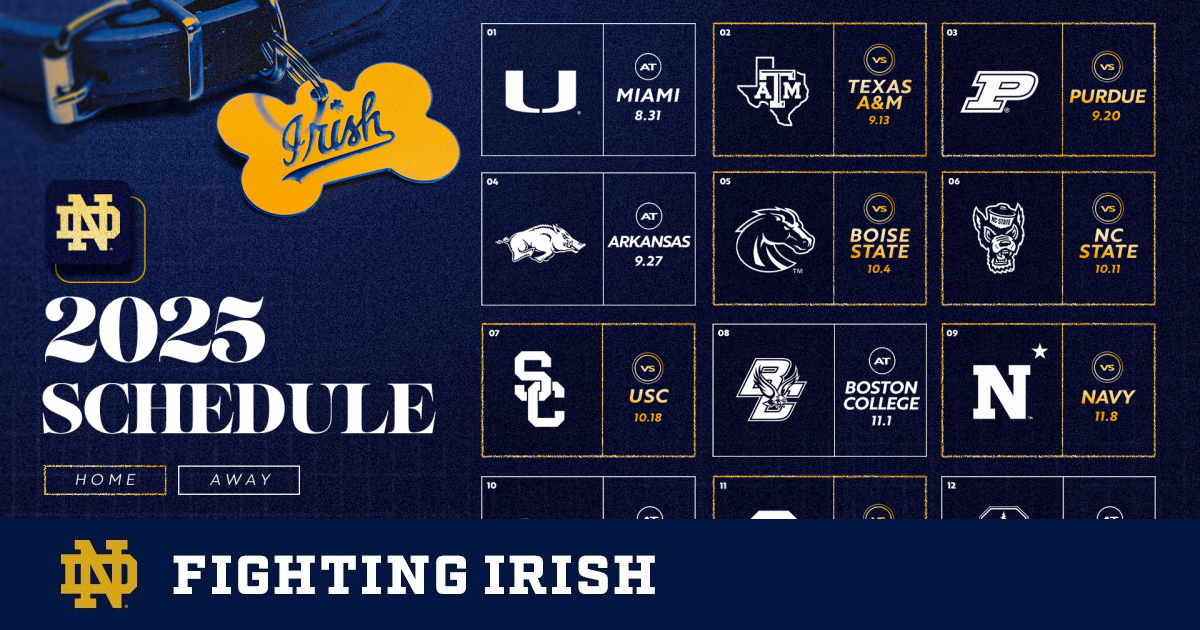 Irish Announce 2025 Football Schedule