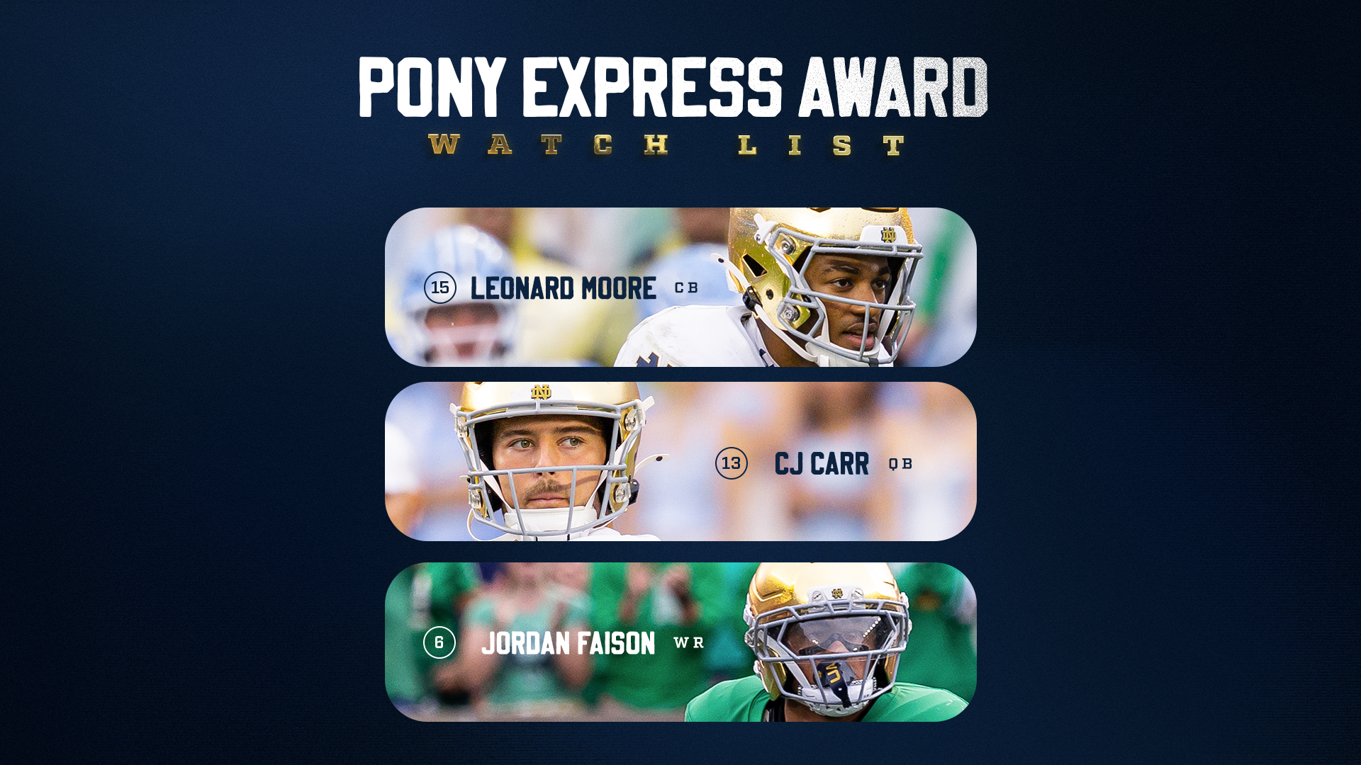 Carr, Faison, Moore Tabbed To Pony Express Award Watch List Carr, Faison, Moore Tabbed To Pony Express Award Watch List