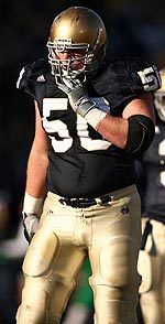 Dan Santucci eventually started all 12 games at right guard for Notre Dame in 2005.