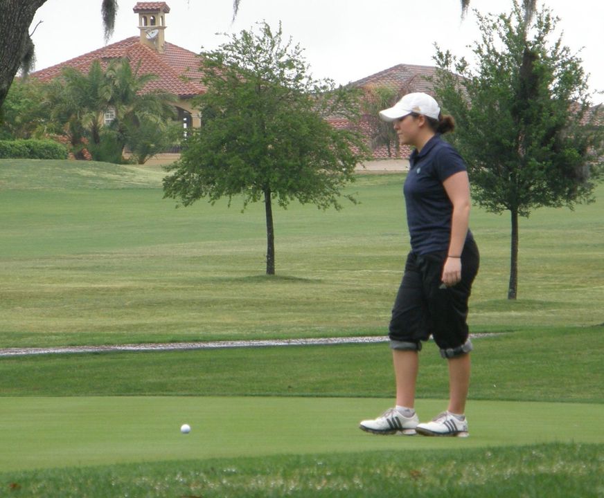 Katie Allare (pictured above lining up a putt on the 16th green) had an imoressive team debut with the Irish.