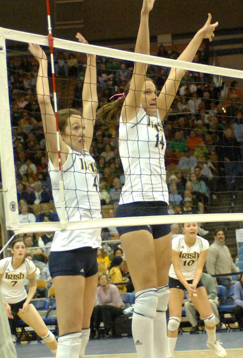 Serinity Phillips and Justine Stremick combined for 13 blocks Friday against Cincinnati.