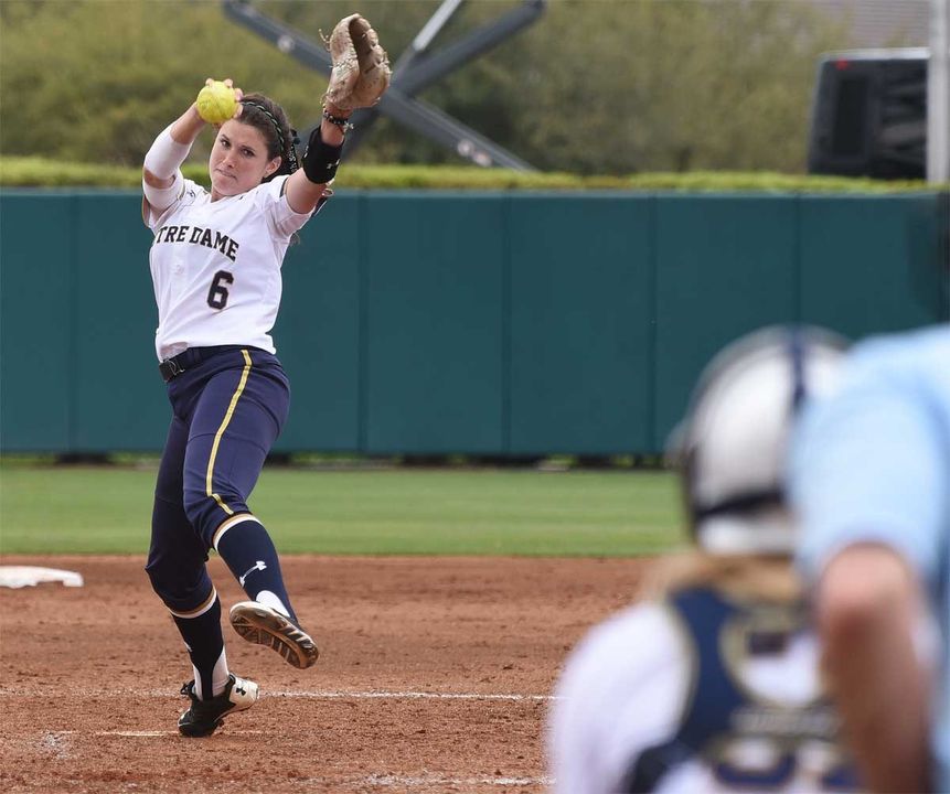 Three strong outings from Rachel Nasland, including a no-hitter against No. 9/10 Florida State on Sunday, earned the Notre Dame sophomore her second ACC Pitcher of the Week citation of the season on Monday