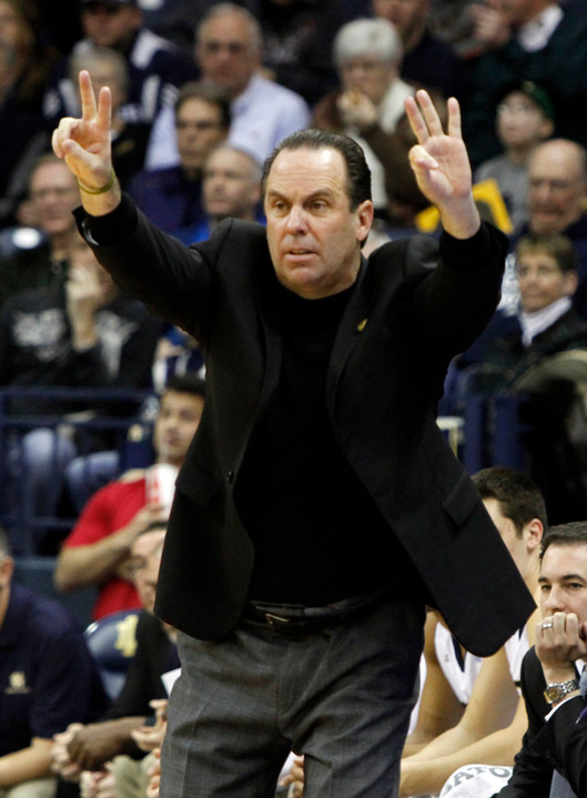 Irish head coach Mike Brey in action Feb. 11th against DePaul.