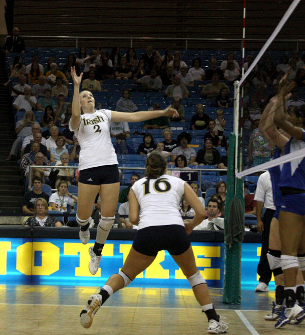 Seniors To Be Honored During Final Home Volleyball Contest Seniors Mallorie Croal and Justine Stremick will close their Irish careers at the Joyce Center on Friday..