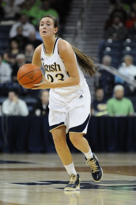 Freshman guard Michaela Mabrey came off the bench to score 10 points in her first official game in a Notre Dame uniform, a 94-50 win over Massachusetts on Sunday afternoon at Purcell Pavilion.