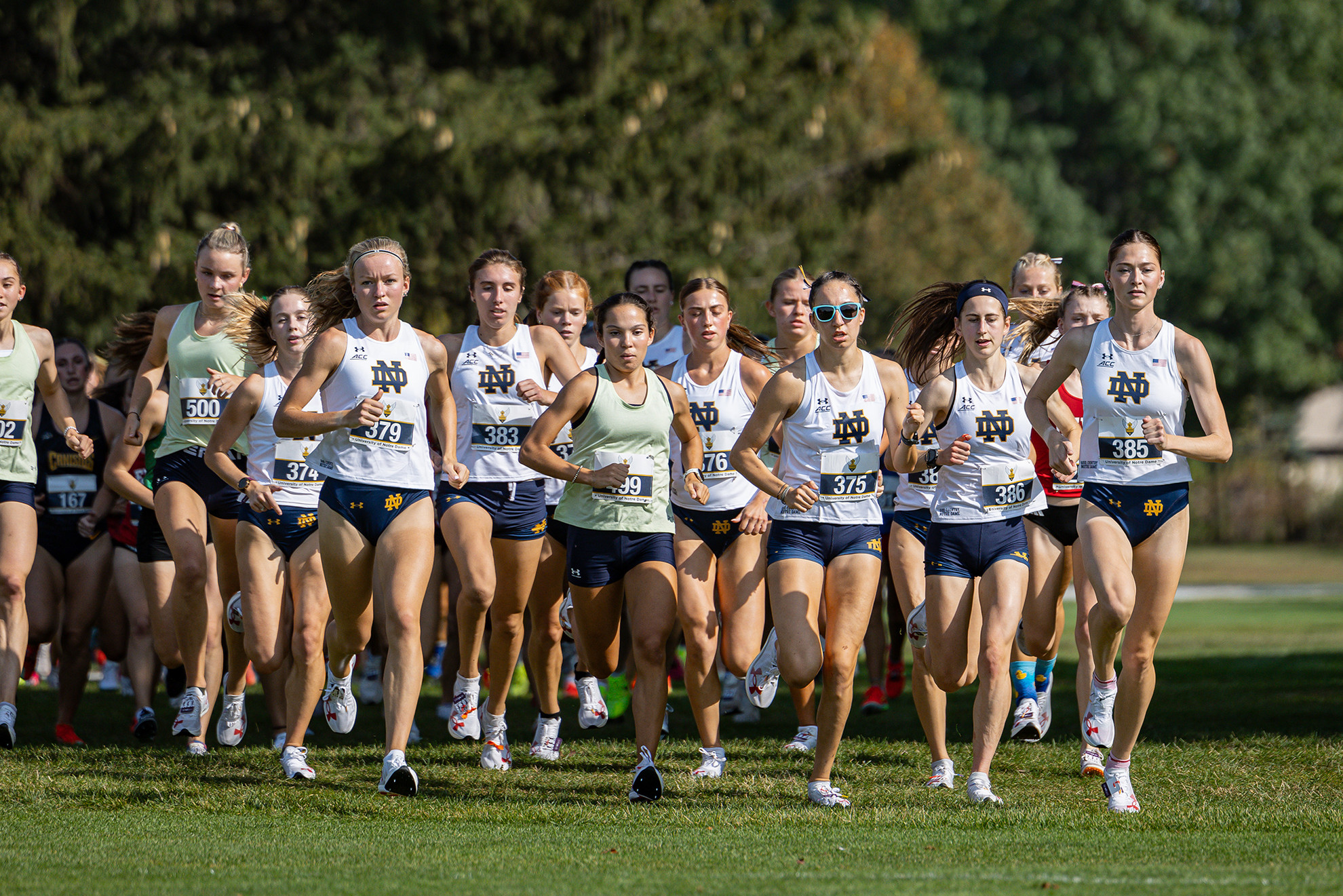 Irish Squads Power Past Competition at National Catholic Invitational Women's cross country team competes at National Catholic Invitational.