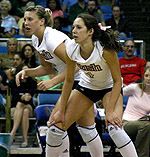 Junior Serinity Phillips (right) joined senior Justine Stremick on the BIG EAST's 2008 preseason volleyball team.