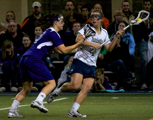 Irish Women’s Lacrosse Game At Duquesne On Feb. 26 Postponed Until Sunday, Feb. 27 Speedy freshman midfielder Kaitlyn Brosco paced the Irish attack with three goals in the 11-6 win over Rutgers.