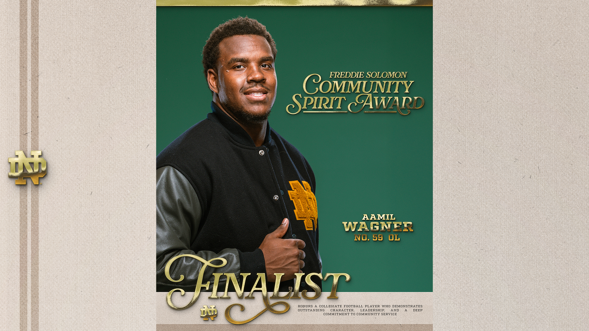 Wagner Named Finalist For Freddie Solomon Community Spirit Award Wagner Named Finalist For Freddie Solomon Community Spirit Award