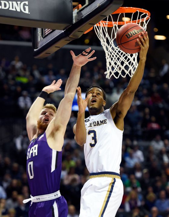 V.J. Beachem doubled both his scoring and rebounding average from his sophomore to junior seasons with the Irish. 