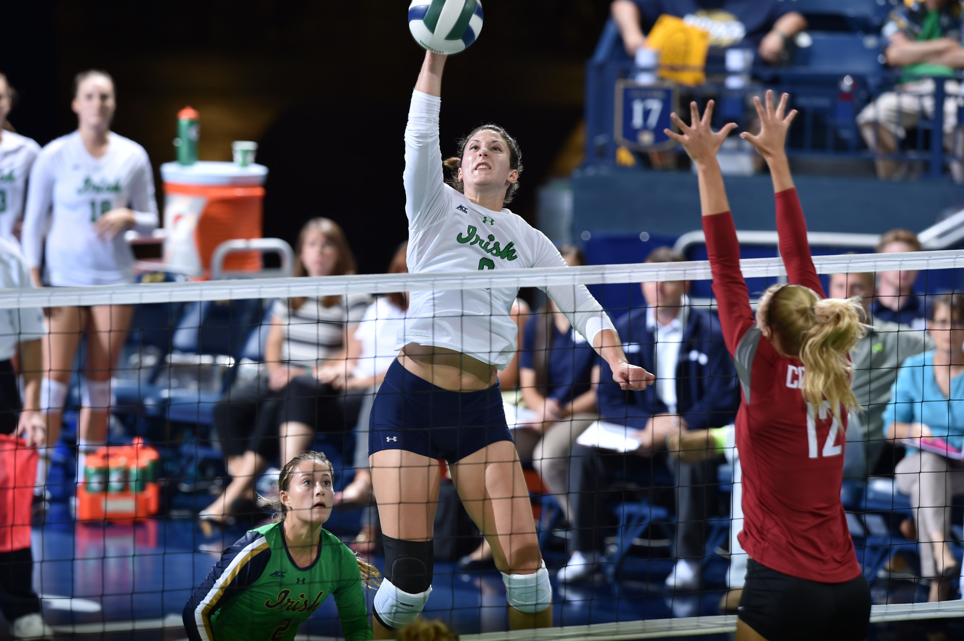 Irish Can’t Finish Off First Set; Fall To VT, 3-0, Friday Night Grad student Nicole Smith led the Irish with seven kills against Virginia Tech.