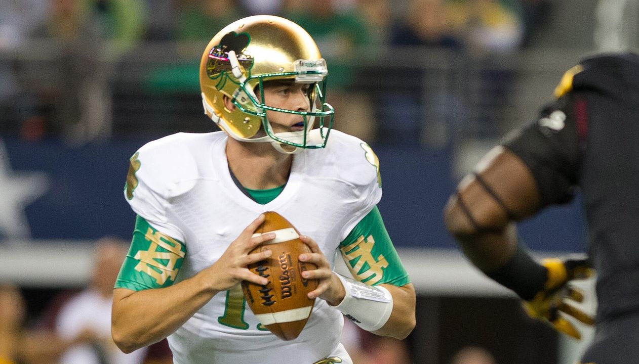 Notre Dame Fighting Irish quarterback Tommy Rees drops back in the first quarter against Arizona State.