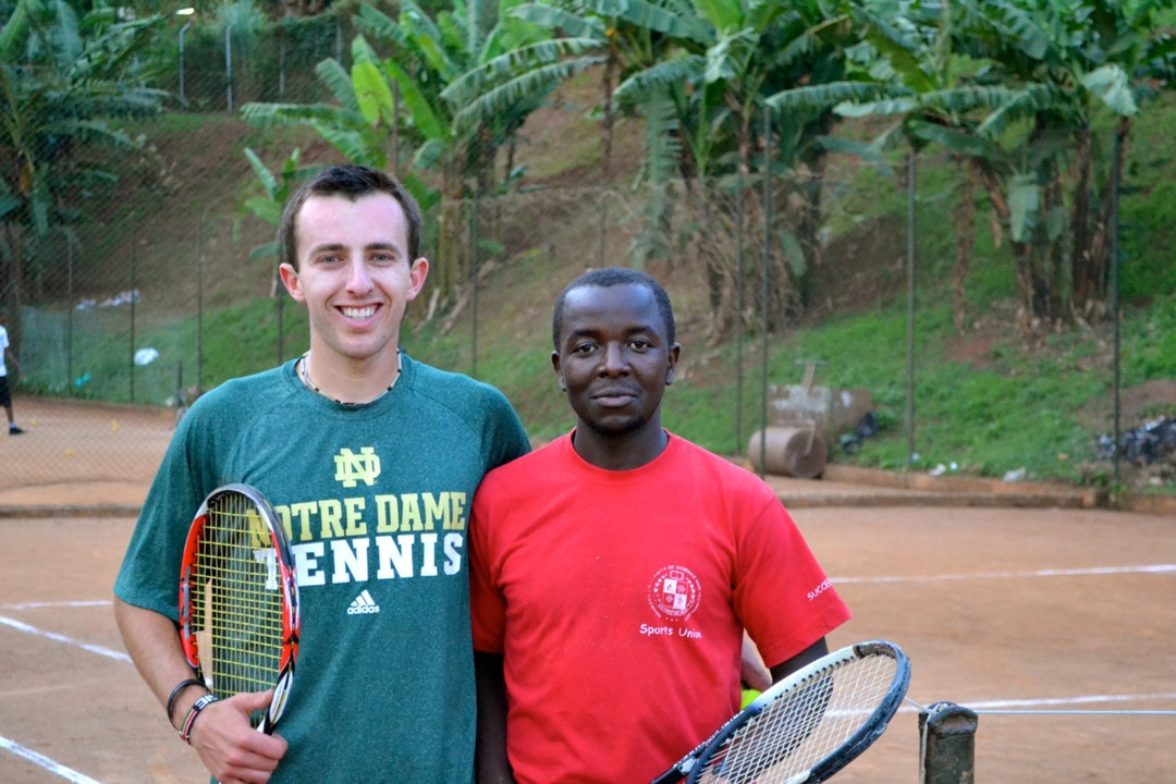 Sophomore Dougie Barnard volunteered in Uganda this summer, teaching tennis to local citizens.