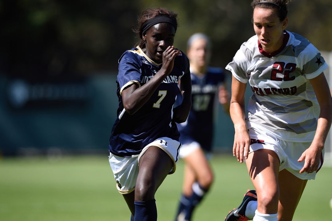 Freshman forward Karin Muya scored her second career goal just 45 seconds into Sunday's game against Miami, adding an assist later in the match to spark a 5-0 Notre Dame win at Alumni Stadium