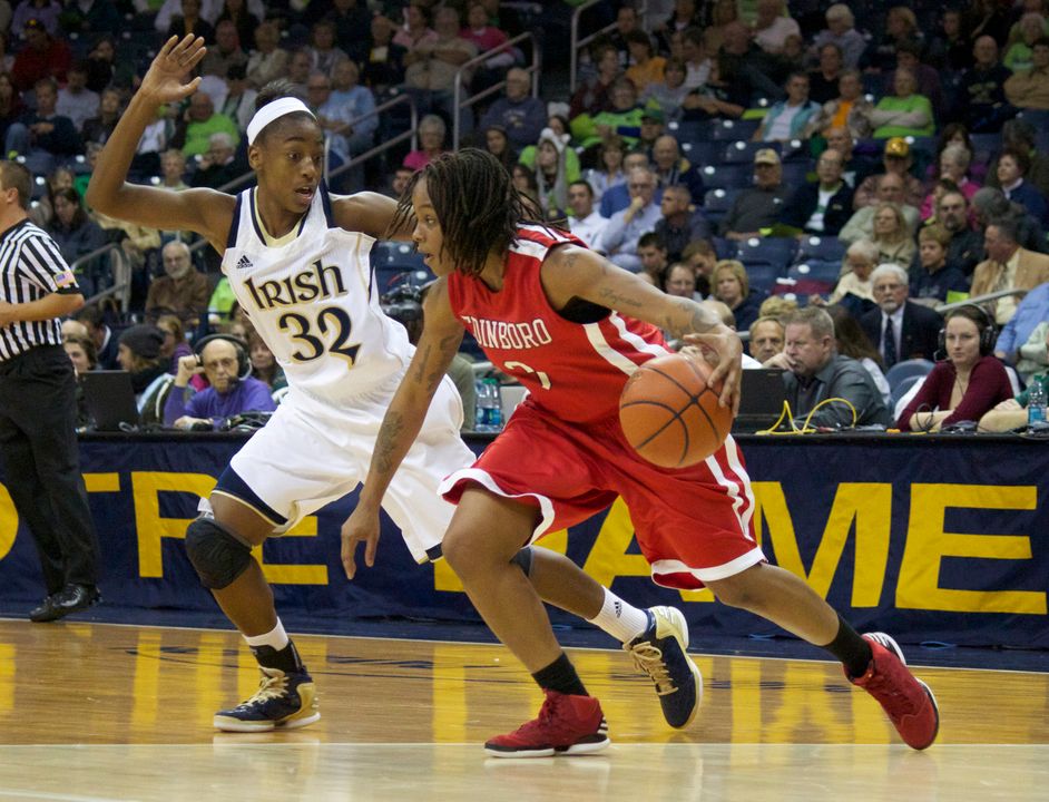 Freshman Jewell Loyd scored a team-high 20 points in her debut in the Irish blue and gold.