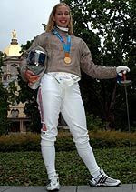 Notre Dame’s Golden Girls Notre Dame sabre standout Mariel Zagunis - to be featured on the Aug. 8 Today Show - will be hoping to bring another gold medal back to Notre Dame, following the 2008 Olympic Games in Beijing (photo by Mike Bennett).
