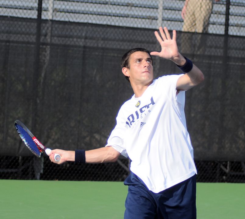 Daniel Stahl was involved in a second set tie-breaker when the match was clinched.