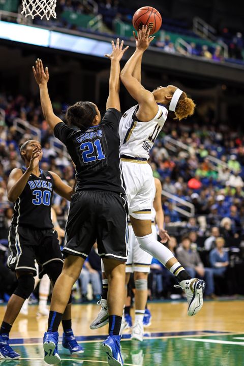 Freshman forward Brianna Turner tallied eight points, 11 rebounds and three blocks in Notre Dame's 55-49 win over No. 16 Duke in Saturday's ACC Championship semifinal in Greensboro, North Carolina.