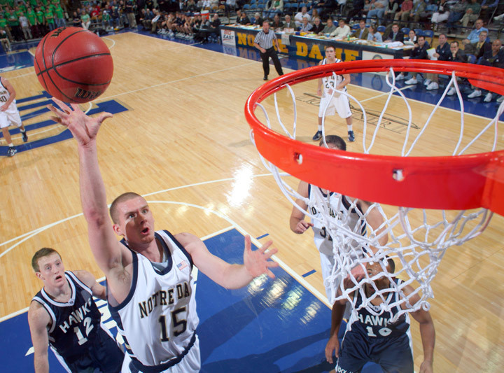 Notre Dame Downs Rockhurst 79-44 In Exhibition Opener At The Joyce Center Colin Falls will be in action six times at the Joyce Center during the month of December.