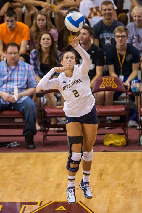 Freshman libero Natalie Johnson had a service ace and seven digs in her first collegiate match.