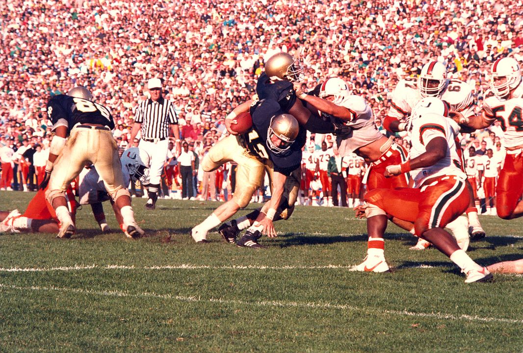 Eilers scored a touchdown in Notre Dame's memorable upset win over No. 1 Miami in 1988.