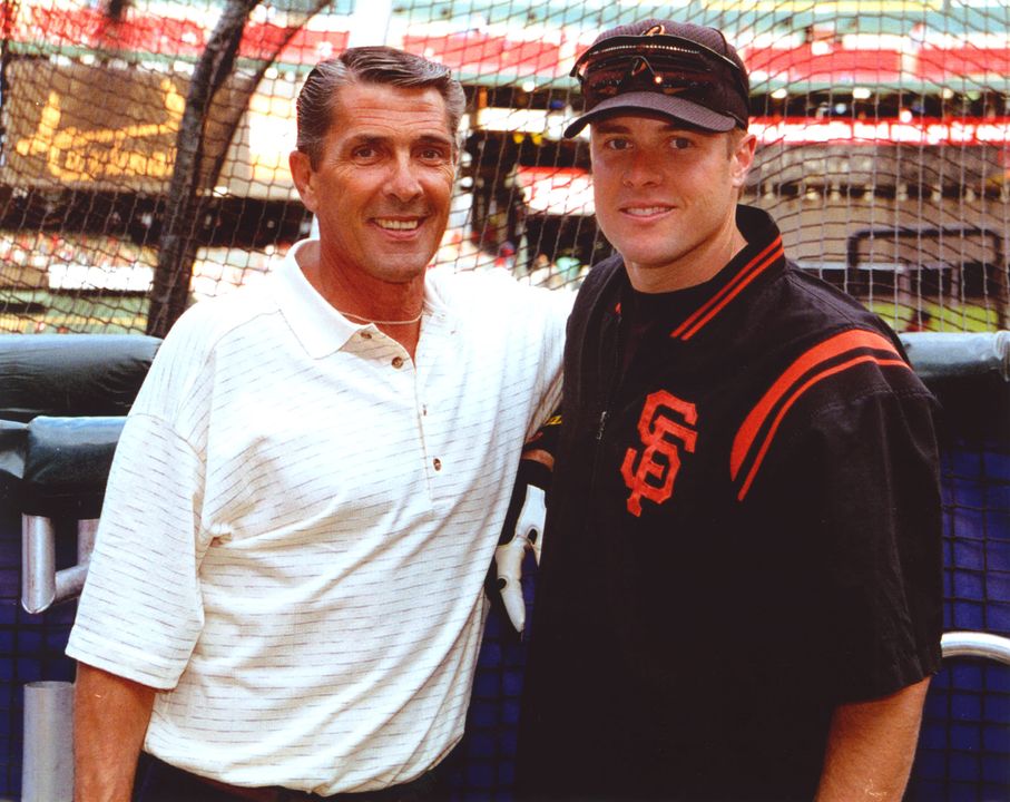Jack Snow '65 (football) with his son and former San Francisco Giants first baseman J.T. Snow