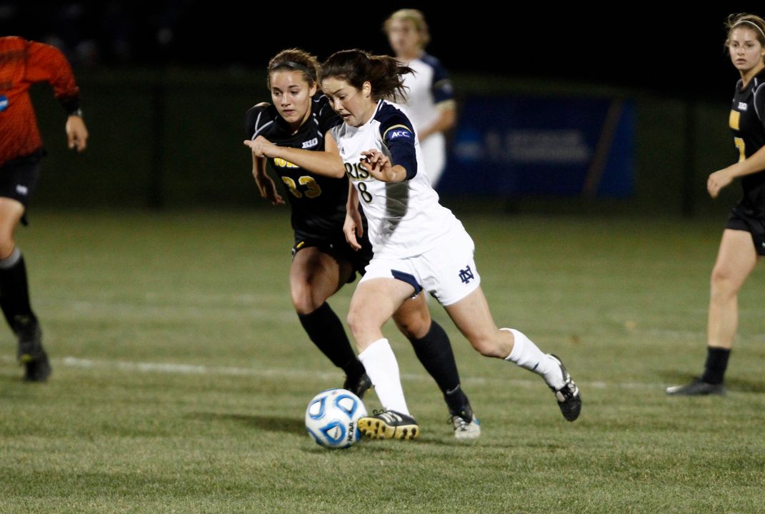 Senior defender/tri-captain Elizabeth Tucker had a goal and an assist to help #23/19 Notre Dame ease past #RV/25 Iowa, 4-1 in an NCAA Championship first-round match on Friday night at Alumni Stadium.