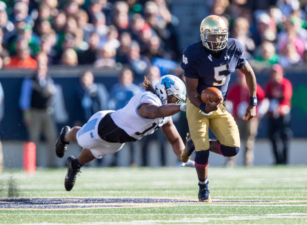 The Fighting Irish return to Notre Dame Stadium for the first time since defeating North Carolina, 50-43, on Oct. 11.