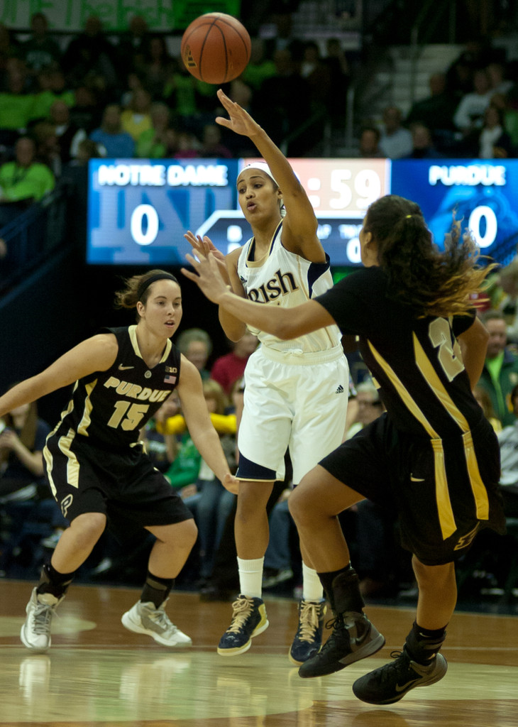 Notre Dame Women's Basketball powers over Purdue on 12-29-12
