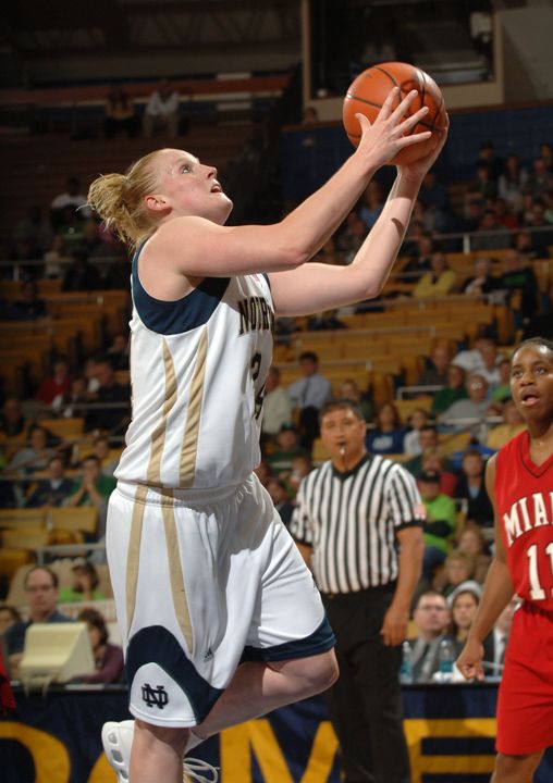 Lindsey Schrader was one basket away from notching a double-double with eight points and 10 rebounds against Purdue.