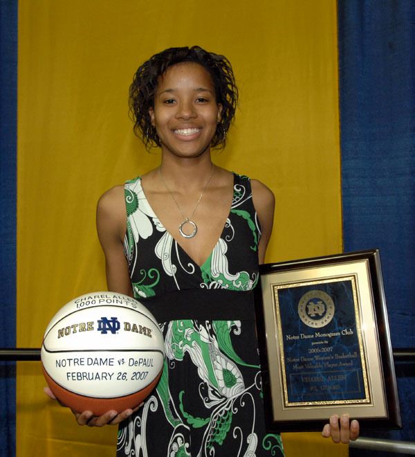 Junior guard Charel Allen was named the 2006-07 Notre Dame Monogram Club MVP after averaging team highs of 17.0 points and 6.2 rebounds per game this season.