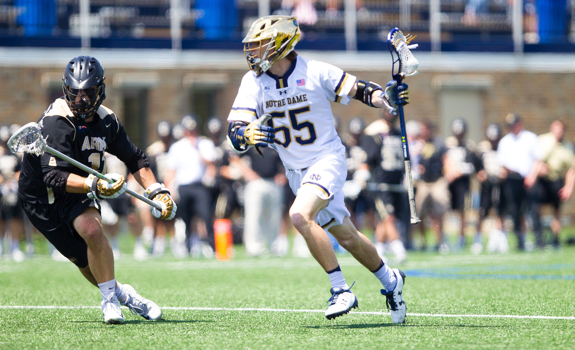 #7 Irish Drop Game Of Runs At #11 Virginia Notre Dame vs. Army at Arlotta Stadium on May 5, 2018. The Irish defeated the Black Knights by a final score of 17-5. Wheaton Jackoboice (55)