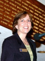 Julie Pierson Doyle Introduced As First Female President In Monogram Club History Former Notre Dame volleyball player Julie Doyle recently made her first formal address to the Monogram Club as the organization's president.