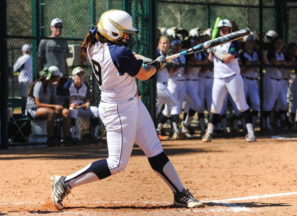 Junior Katey Haus recorded the first Notre Dame ACC hit in the top of the first inning, smacking a two-out double Saturday against Georgia Tech