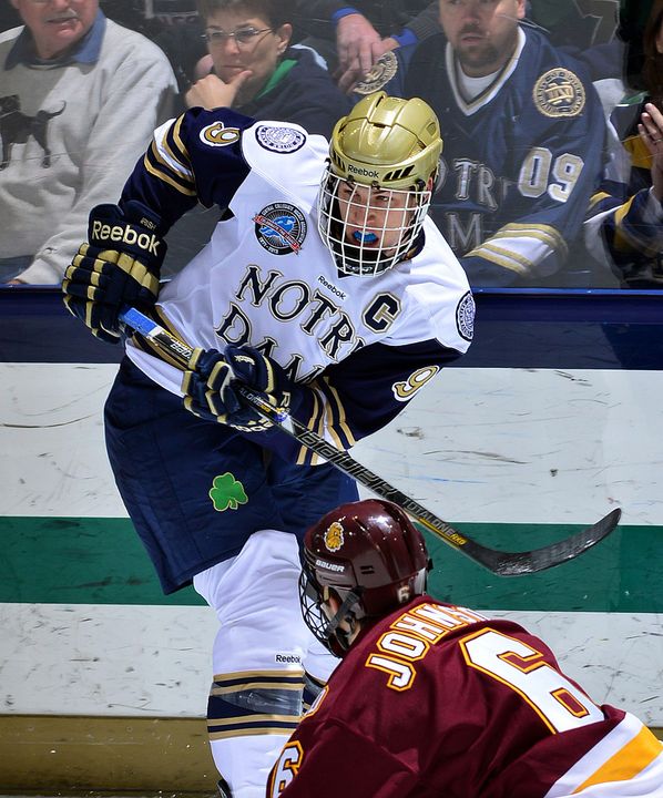 Notre Dame junior captain Anders Lee was named the CCHA Postgame Offensive Player of the Week for the week ending Nov. 4 as he had three goals and an assist in a split with Western Michigan.