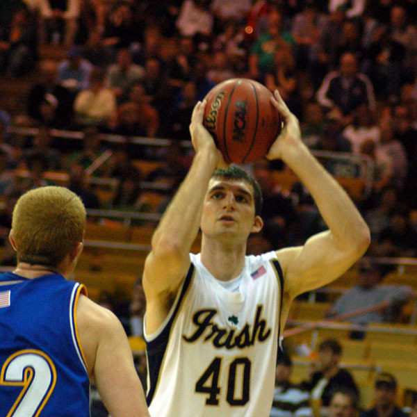 Ninth-Ranked Irish Entertain USC Upstate In Season Opener On Sunday Evening Luke Zeller goes up for a shot against Briar Cliff in exhibition play.