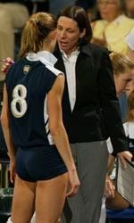 Debbie Brown, who was a two-time All-American as an outside hitter for USC, will not take on her former school this weekend, but will still lead her Irish into two tough tests in the Gamecock Invitational.