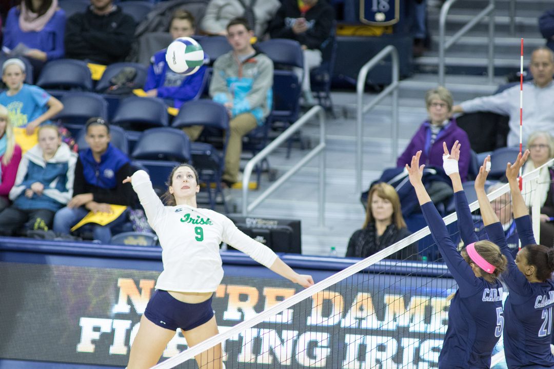 Grad student Nicole Smith hit a career-high .529 in her final match in an Irish uniform Friday against Pitt.