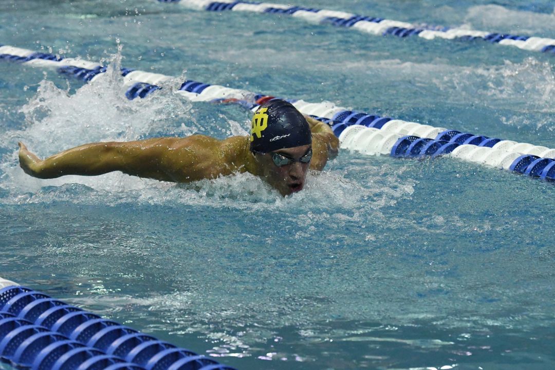 Justin Plaschka won two events on his own and contributed to two winning relays against Texas A&amp;M.