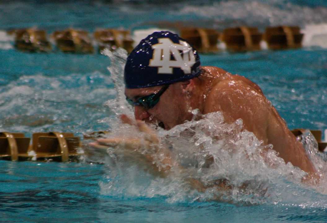 Senior Chris Johnson set the pool record in the 100 breast (54.17) on day one of the Shamrock Invitational
