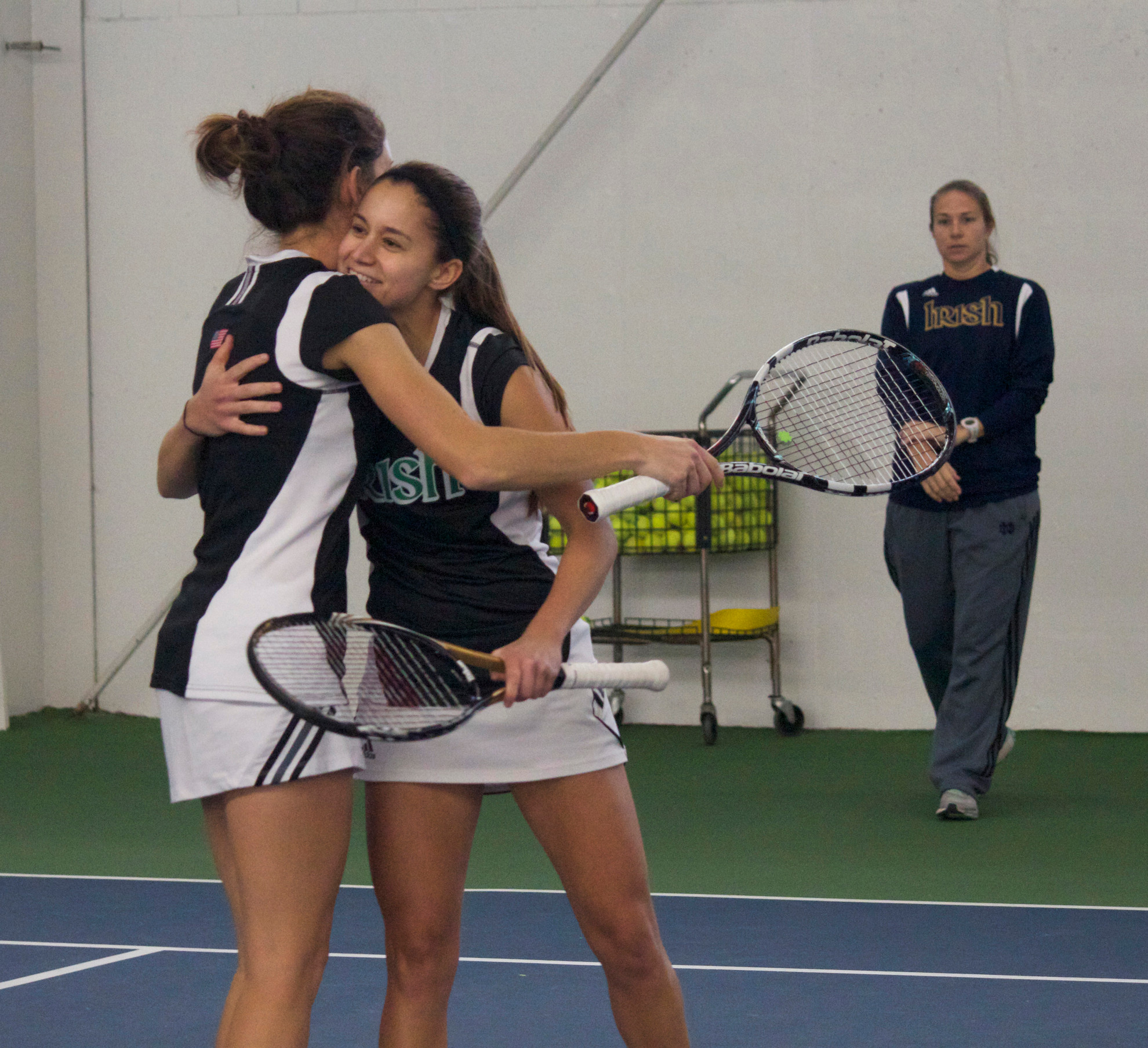 Notre Dame Sweeps Marquette Seniors Jennifer Kellner and Julie Sabacinski