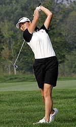 Jane Lee (above) carded rounds of 76 and 78 on Monday and is tied for sixth, along with her teammate Lisa Maunu.