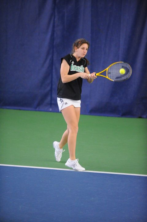 Jennifer Kellner was a bright spot for the Irish on a tough day on the courts, capturing her ninth-straight dual win of the season against USF, defeating Janette Bejlkova at No. 3 singles, 1-6, 7-5, 1-0 (10-4).