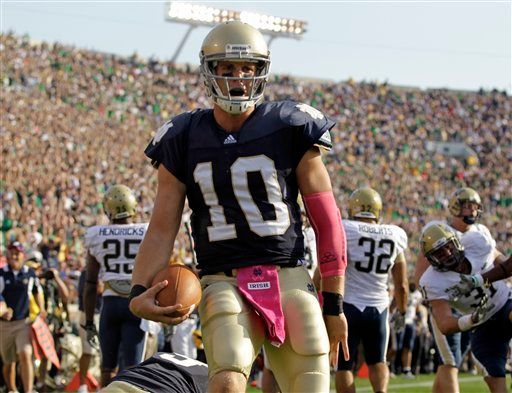 Dayne Crist ran for a touchdown in Notre Dame's 23-17 victory over Pittsburgh.