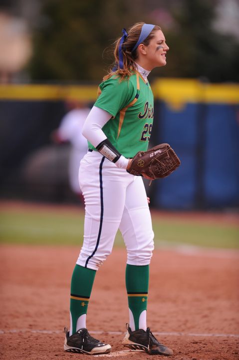 Sophomore pitcher Katie Beriont spun 4.2 no-hit innings during a 7-5 win in game two at Virginia Tech on Saturday