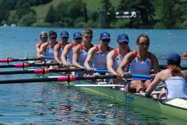 Amanda Polk (second to last) and her U.S. women's eight boat made it six-striaght international golds with their win at the 2011 World Rowing Championships.