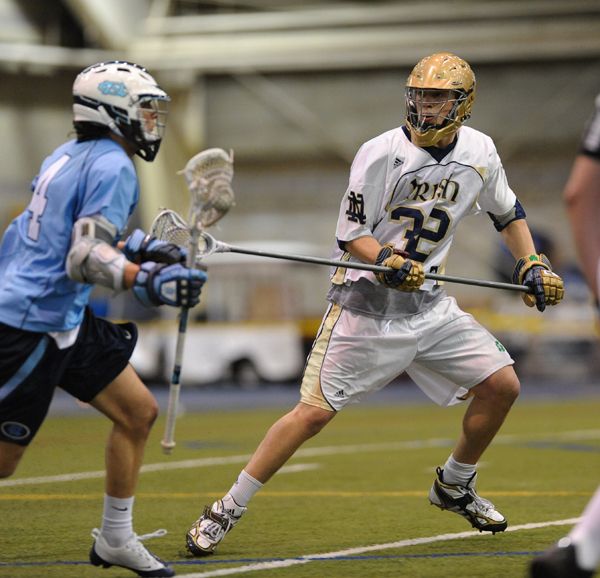 Senior defenseman Sam Barnes and the Fighting Irish will open BIG EAST play at home against Rutgers on March 27.