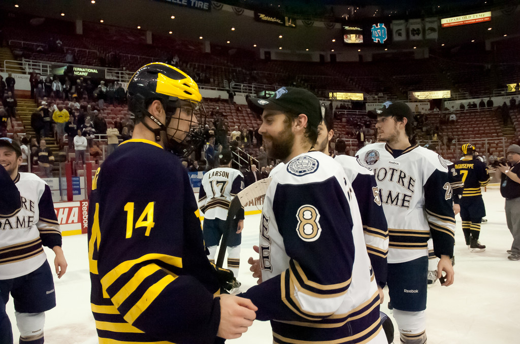Notre Dame Men's Ice Hockey wins CCHA Championship over Michigan on 03-24-2013