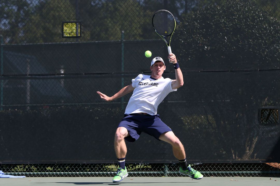 Alex Lawson (pictured) and Quentin Monaghan advanced to the doubles finals of the ITA Midwest Regionals Championships with a pair of wins Sunday at the Eck Tennis Pavilion.